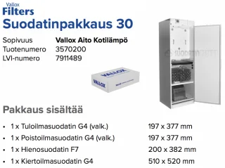 Alkuperäiset Vallox Aito Kotilämpö -suodattimet (nro 30)